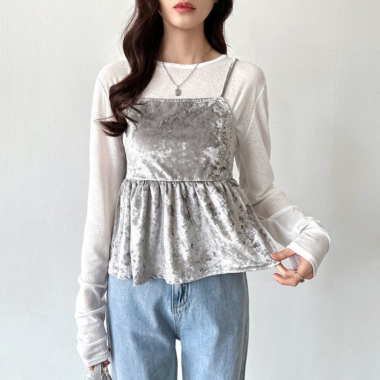 ベロアキャミソール ペプラムビスチェ バックリボン | COCOMOMO | 詳細画像8 