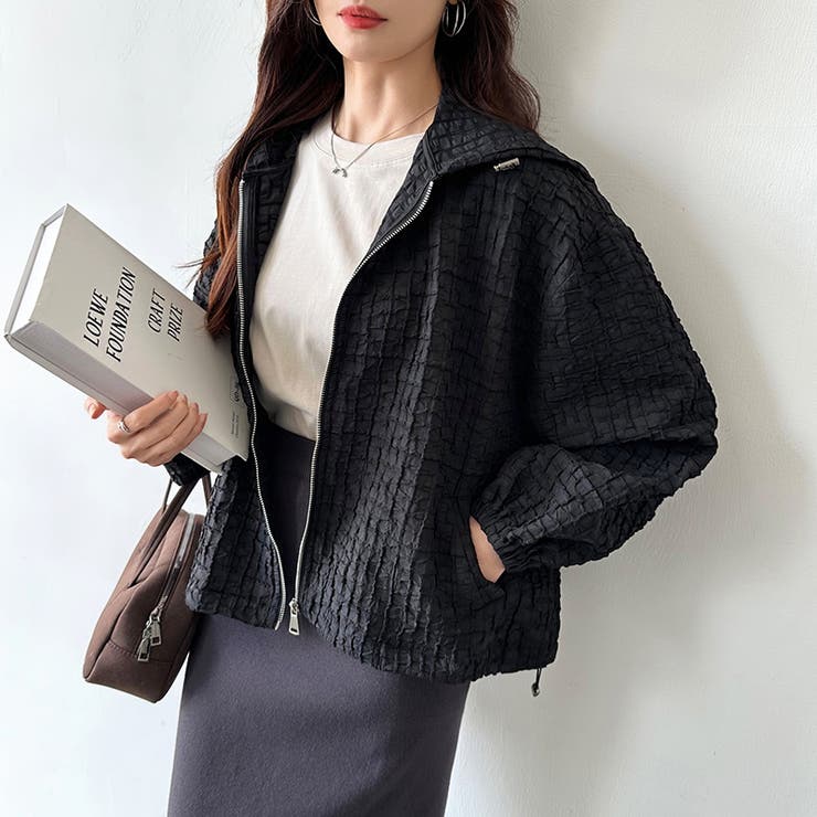 ふくれジャガード ブルゾン ライトアウター | COCOMOMO | 詳細画像14 