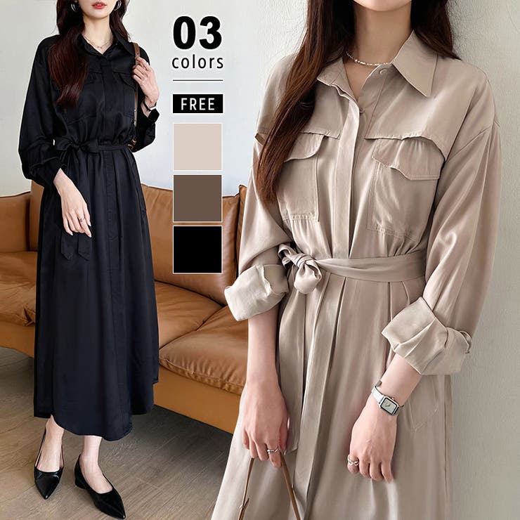 シャツワンピース きれいめワンピース オフィスカジュアル | COCOMOMO | 詳細画像1 