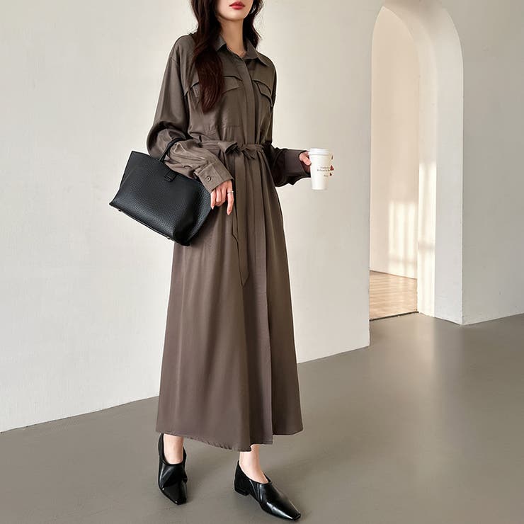 シャツワンピース きれいめワンピース オフィスカジュアル | COCOMOMO | 詳細画像15 