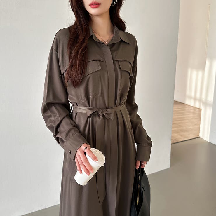 シャツワンピース きれいめワンピース オフィスカジュアル | COCOMOMO | 詳細画像19 