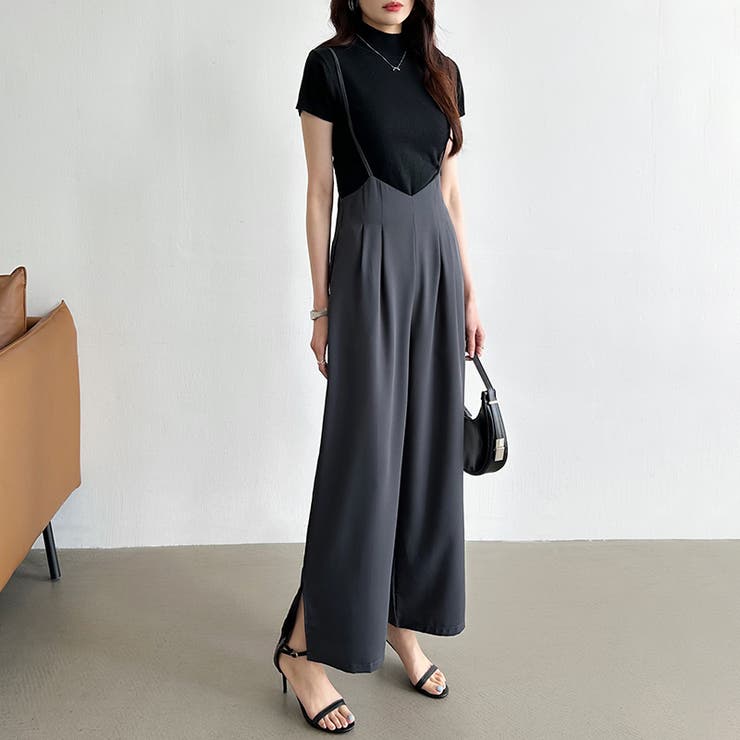 サロペットパンツ サイドスリット ワイドパンツ | COCOMOMO | 詳細画像11 