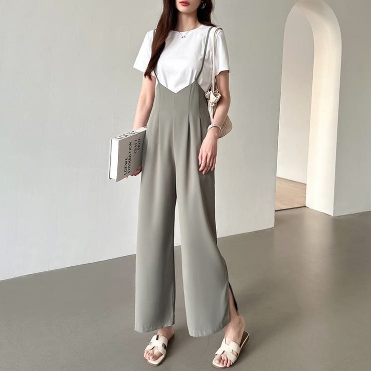 サロペットパンツ サイドスリット ワイドパンツ | COCOMOMO | 詳細画像13 