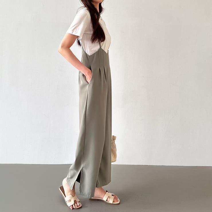 サロペットパンツ サイドスリット ワイドパンツ | COCOMOMO | 詳細画像15 