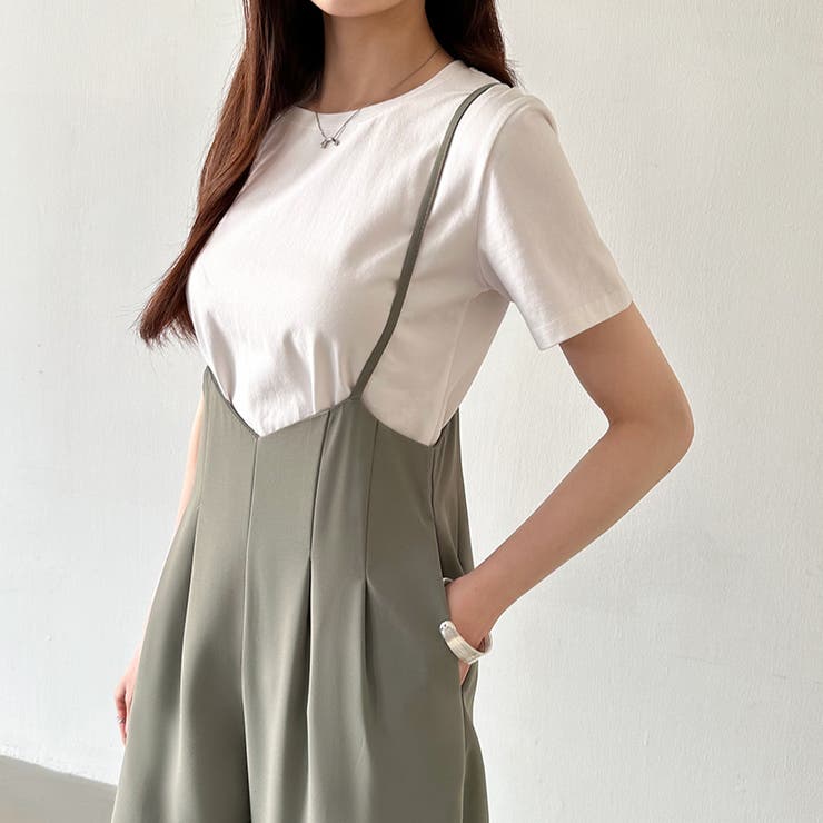 サロペットパンツ サイドスリット ワイドパンツ | COCOMOMO | 詳細画像17 