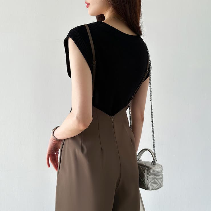 サロペットパンツ サイドスリット ワイドパンツ | COCOMOMO | 詳細画像3 