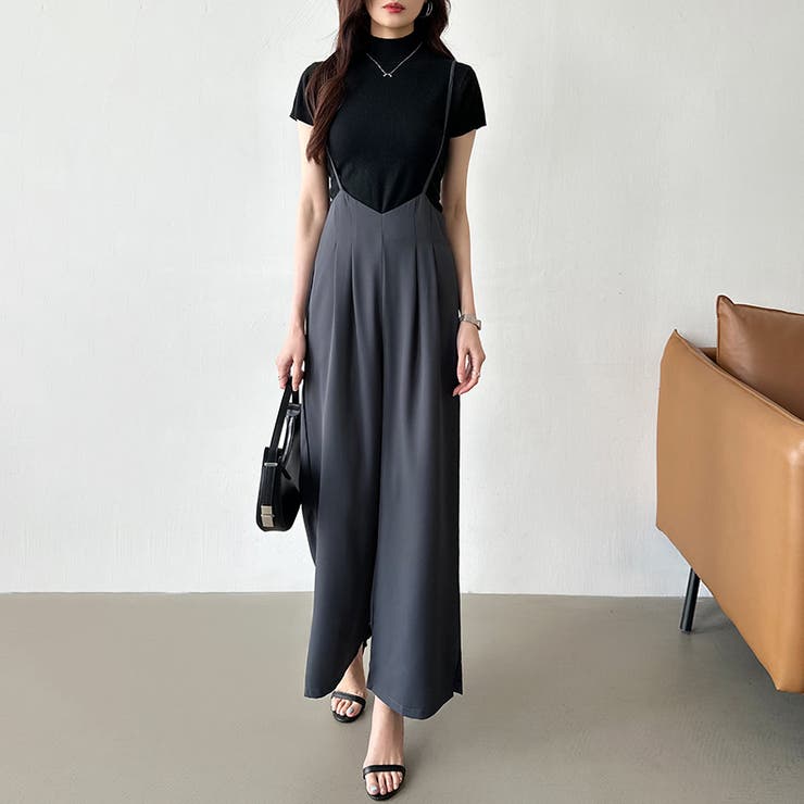 サロペットパンツ サイドスリット ワイドパンツ | COCOMOMO | 詳細画像7 