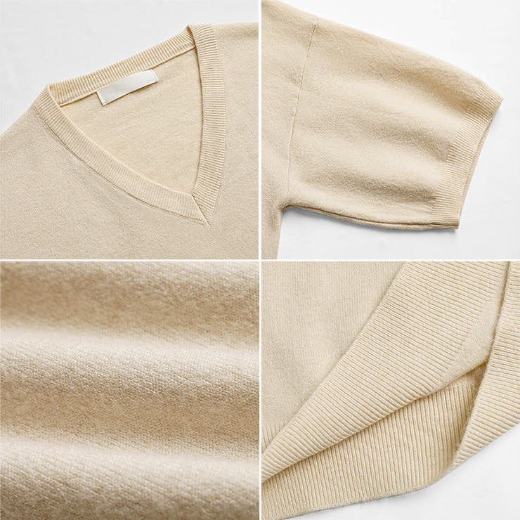 vネックニット 半袖ニット オフィスカジュアル | COCOMOMO | 詳細画像44 