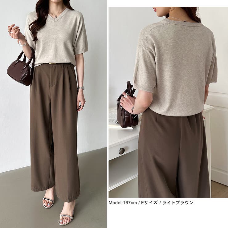 vネックニット 半袖ニット オフィスカジュアル | COCOMOMO | 詳細画像6 