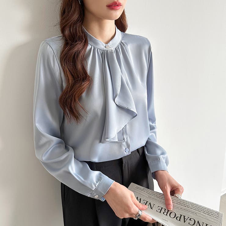 ボウタイブラウス スカーフタイブラウス オフィスカジュアル | COCOMOMO | 詳細画像9 