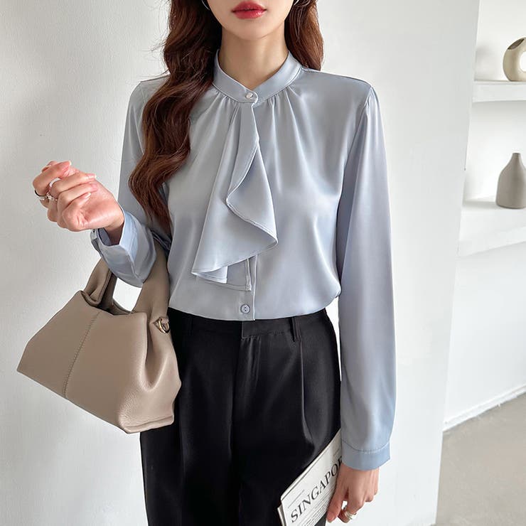 ボウタイブラウス スカーフタイブラウス オフィスカジュアル | COCOMOMO | 詳細画像13 