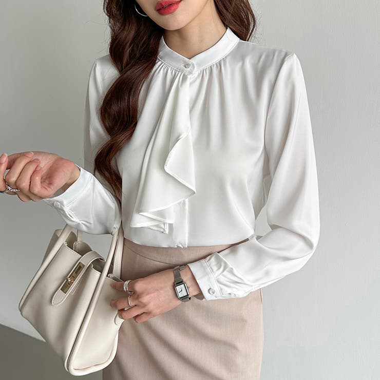 ボウタイブラウス スカーフタイブラウス オフィスカジュアル | COCOMOMO | 詳細画像15 