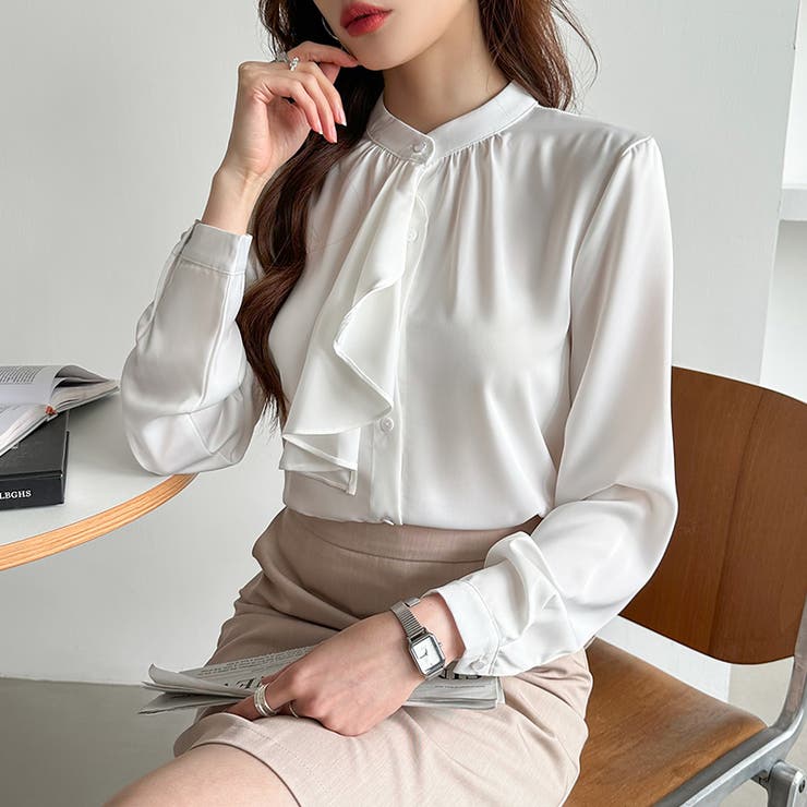 ボウタイブラウス スカーフタイブラウス オフィスカジュアル | COCOMOMO | 詳細画像19 