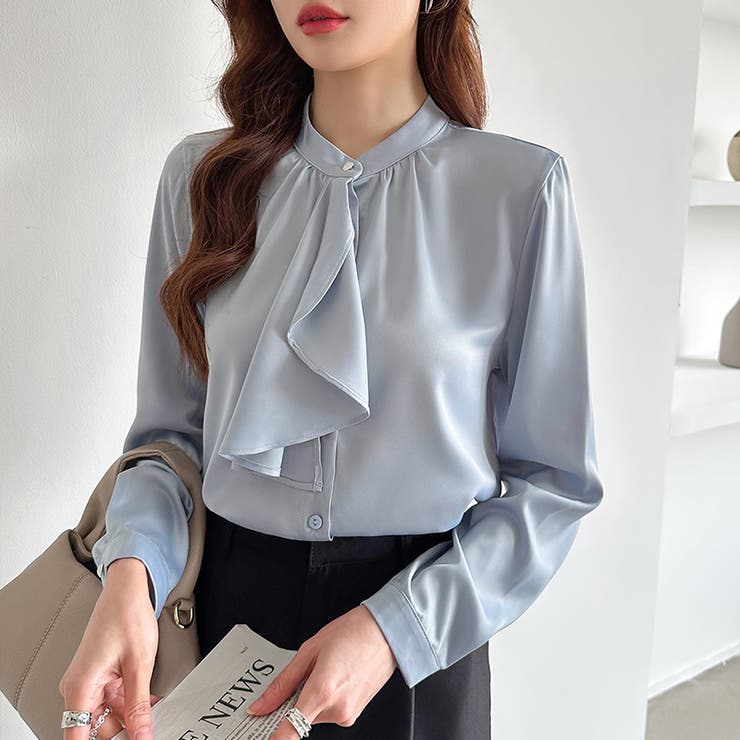 ボウタイブラウス スカーフタイブラウス オフィスカジュアル | COCOMOMO | 詳細画像8 