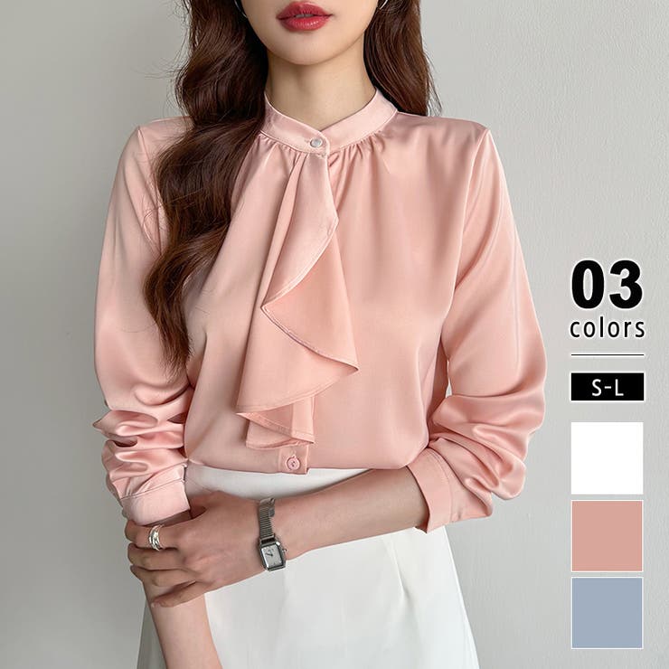 ピンク | ボウタイブラウス スカーフタイブラウス オフィスカジュアル | COCOMOMO