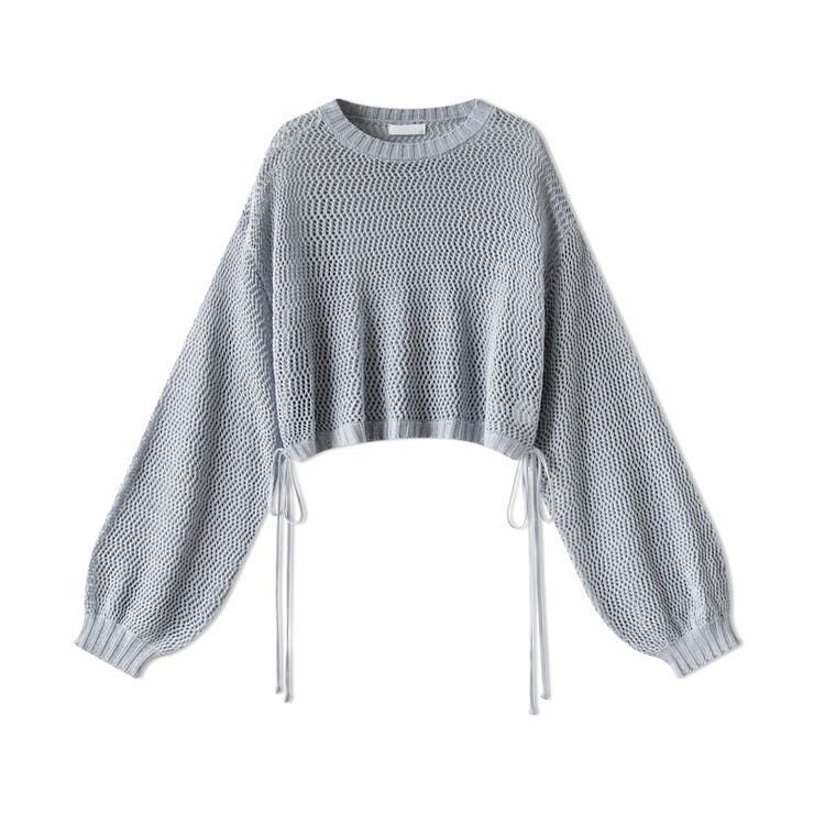 透かし編みショートニット メッシュトップス ボリューム袖 | COCOMOMO | 詳細画像29 