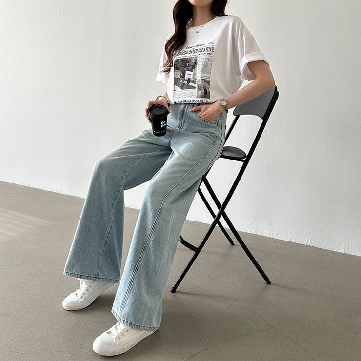 ストレートデニムパンツ デニムパンツ ワイドパンツ | COCOMOMO | 詳細画像13 