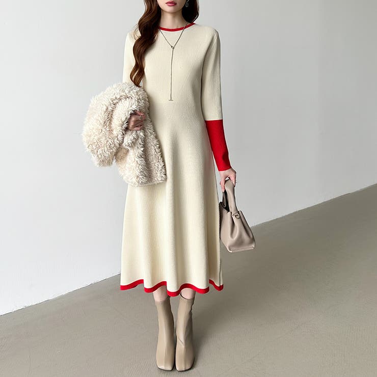 選べる2タイプAラインワンピース ワンピース スポンジニット | COCOMOMO | 詳細画像2