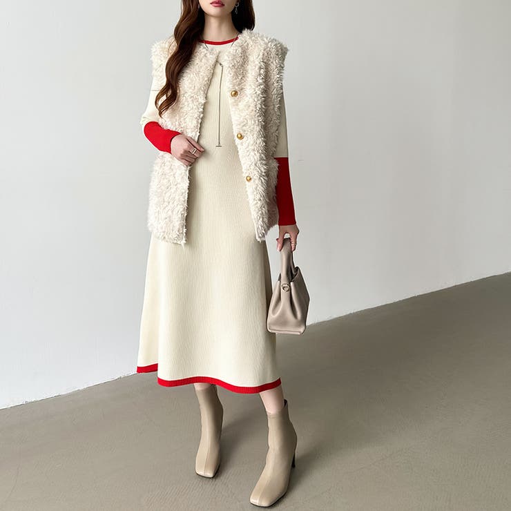 選べる2タイプAラインワンピース ワンピース スポンジニット | COCOMOMO | 詳細画像4