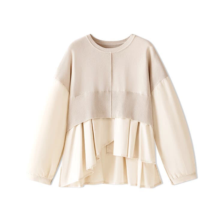 ドッキングシャツ 重ね着風ニット アシンメトリー | COCOMOMO | 詳細画像10 