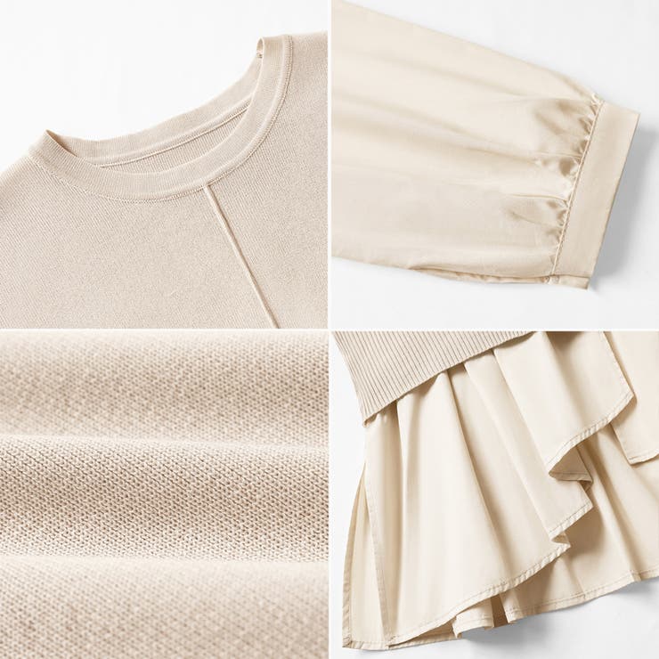 ドッキングシャツ 重ね着風ニット アシンメトリー | COCOMOMO | 詳細画像7 