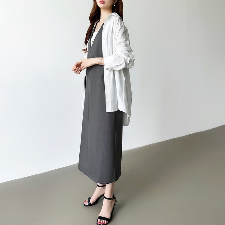 きれいめカジュアルにも使いやすい ジャンパースカート Vネックワンピース | COCOMOMO | 詳細画像24 