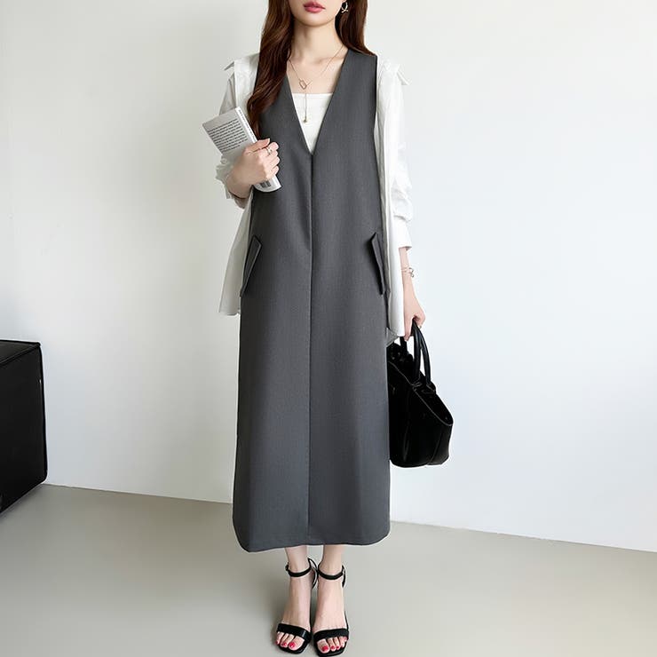 きれいめカジュアルにも使いやすい ジャンパースカート Vネックワンピース | COCOMOMO | 詳細画像25 