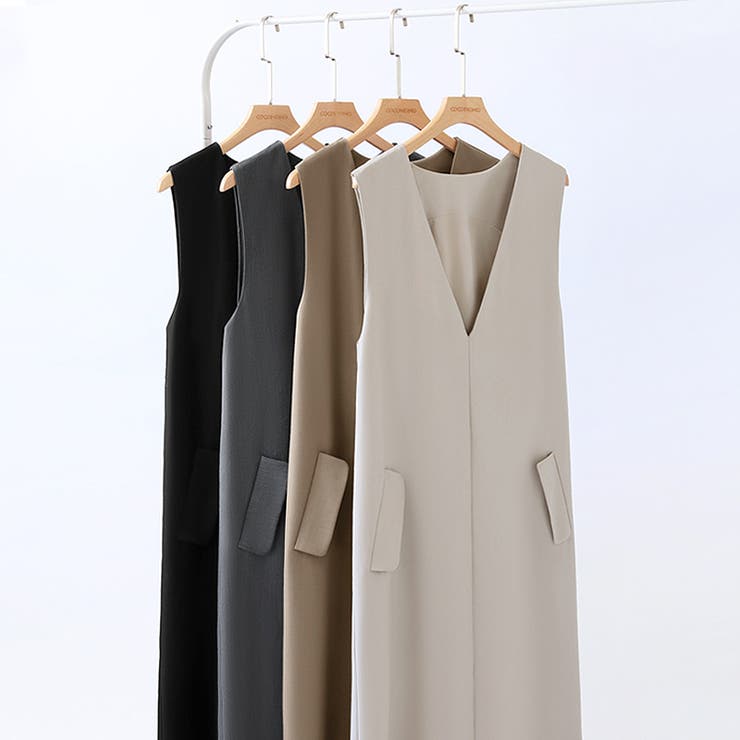 きれいめカジュアルにも使いやすい ジャンパースカート Vネックワンピース | COCOMOMO | 詳細画像34 