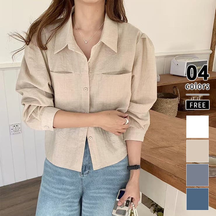 ショートシャツ 長袖シャツ 韓国ファッション | COCOMOMO | 詳細画像1 