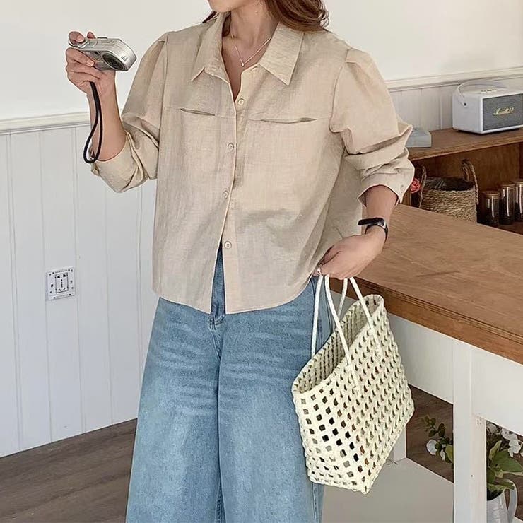 ショートシャツ 長袖シャツ 韓国ファッション | COCOMOMO | 詳細画像2 