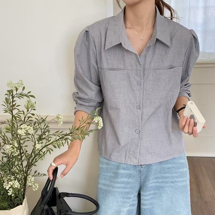 ショートシャツ 長袖シャツ 韓国ファッション | COCOMOMO | 詳細画像4 