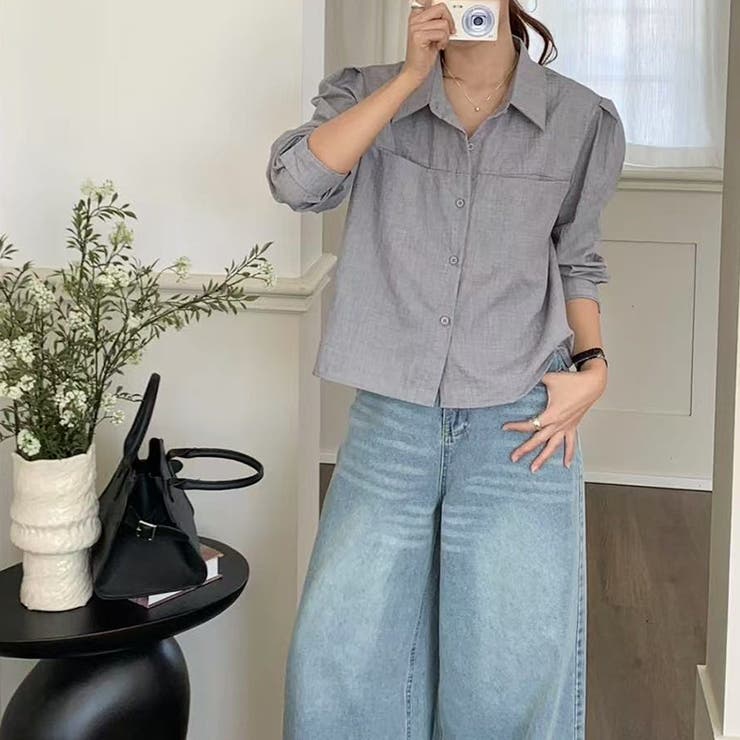 ショートシャツ 長袖シャツ 韓国ファッション | COCOMOMO | 詳細画像5 