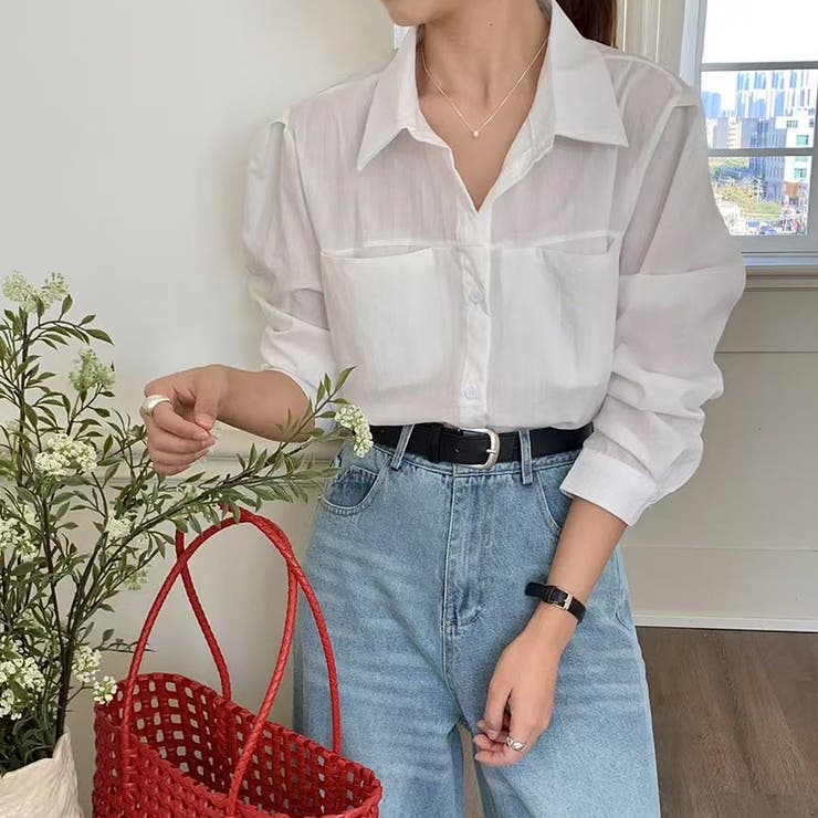 ショートシャツ 長袖シャツ 韓国ファッション | COCOMOMO | 詳細画像8 