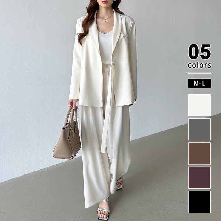 アイボリー | セットアップ パンツスーツ オフィスカジュアル | COCOMOMO