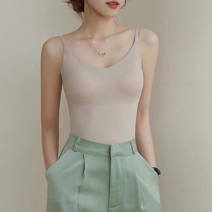 カップ付きキャミソール vネックキャミソール シームレスブラトップ | COCOMOMO | 詳細画像11 