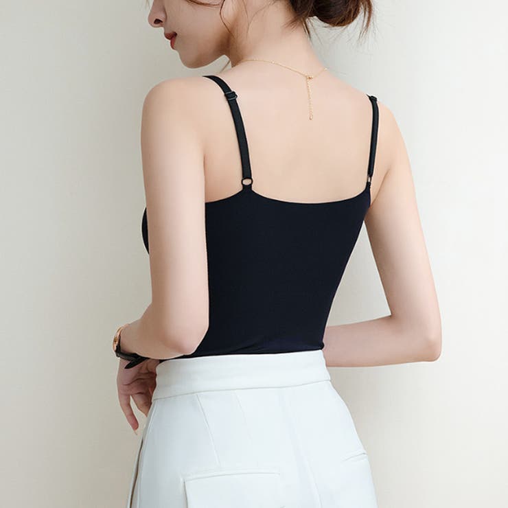 カップ付きキャミソール vネックキャミソール シームレスブラトップ | COCOMOMO | 詳細画像14 