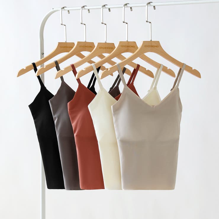 カップ付きキャミソール vネックキャミソール シームレスブラトップ | COCOMOMO | 詳細画像16 