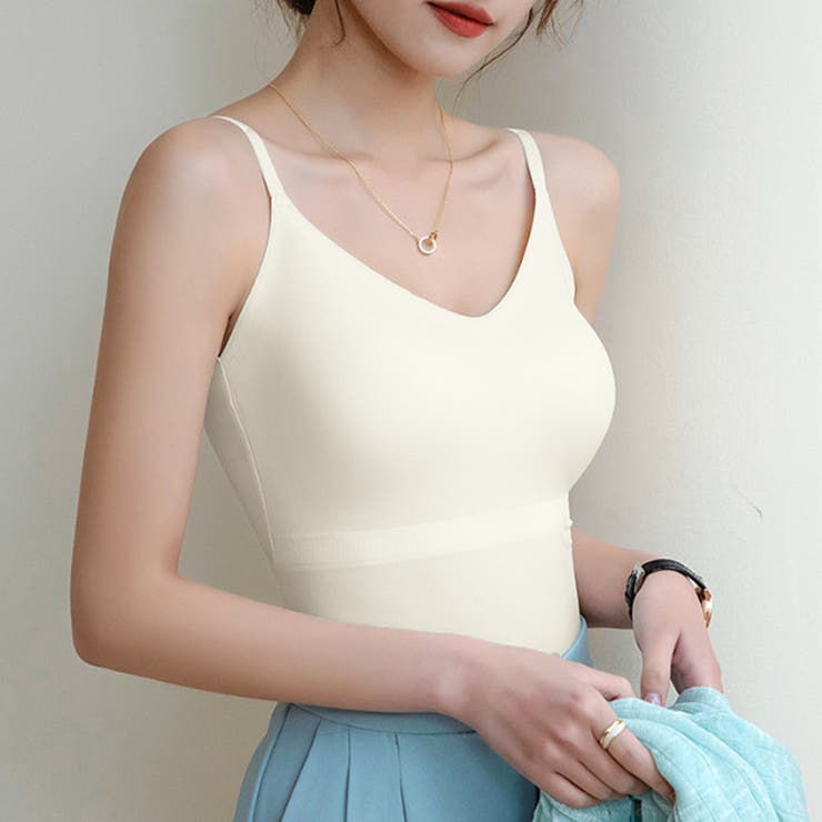 カップ付きキャミソール vネックキャミソール シームレスブラトップ | COCOMOMO | 詳細画像3 