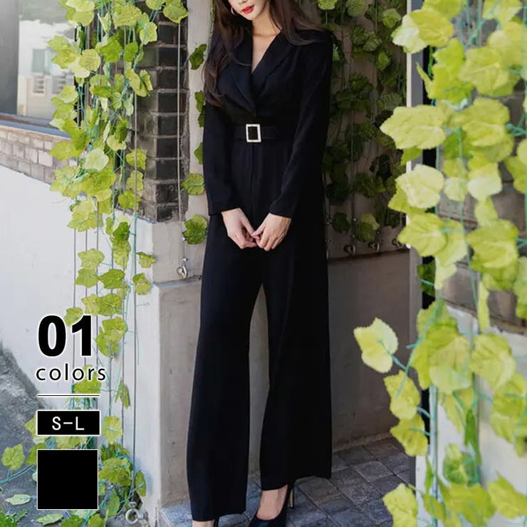 ブラック | パンツスーツ オールインワン パンツドレス | COCOMOMO