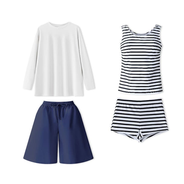 水着4点セット ラッシュガード 体型カバー水着 | COCOMOMO | 詳細画像38 