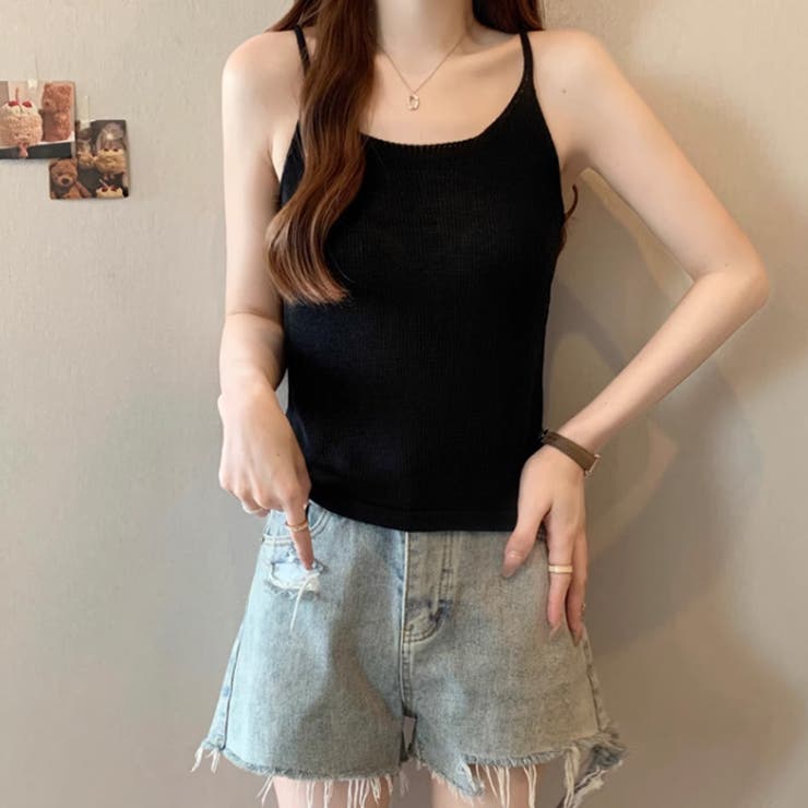 透かし編みカーディガン キャミソールセット メッシュニット | COCOMOMO | 詳細画像13 