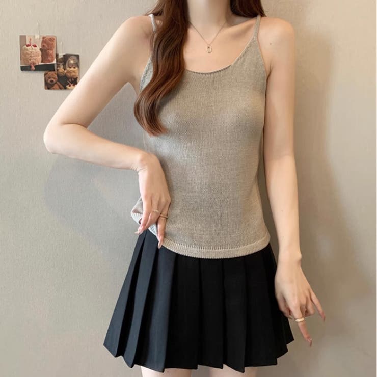 透かし編みカーディガン キャミソールセット メッシュニット | COCOMOMO | 詳細画像3 