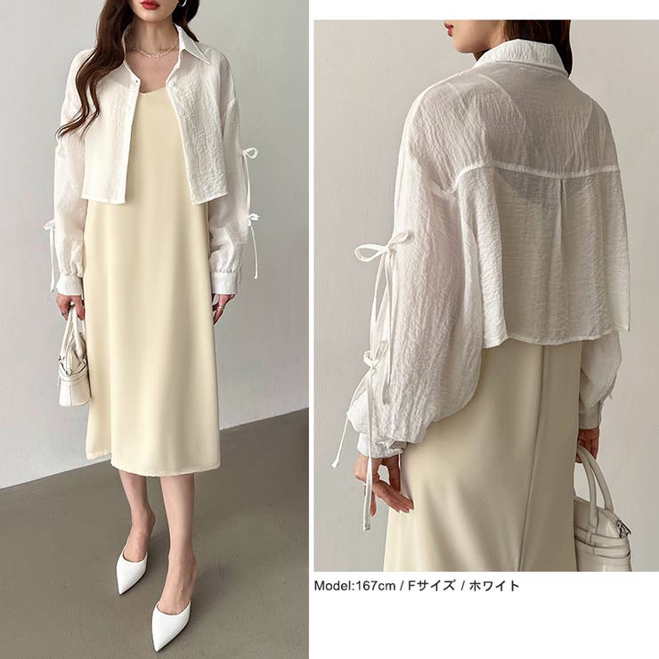 袖リボン×ショート丈 シアーシャツ ショートトップス | COCOMOMO | 詳細画像20 