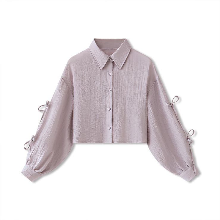 袖リボン×ショート丈 シアーシャツ ショートトップス | COCOMOMO | 詳細画像27 