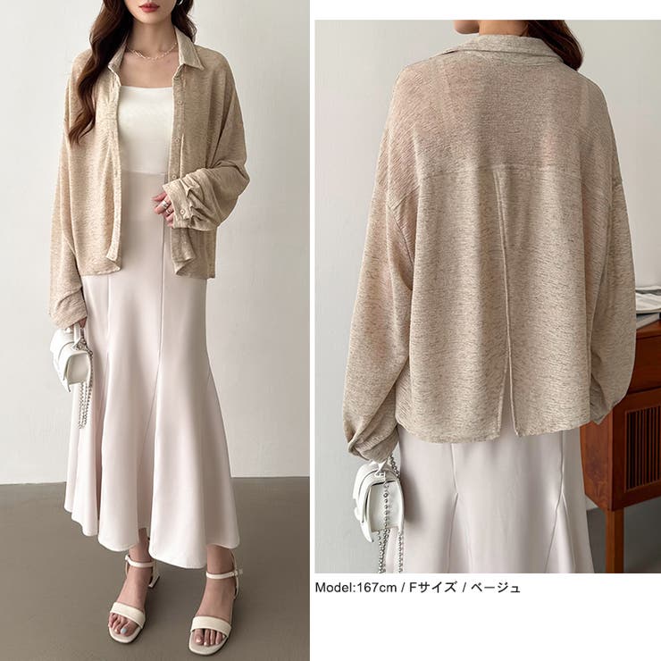 シアーシャツ バックスリット シアーカーディガン | COCOMOMO | 詳細画像12 