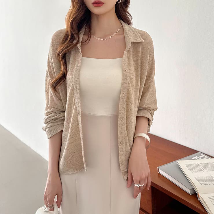 シアーシャツ バックスリット シアーカーディガン | COCOMOMO | 詳細画像13 