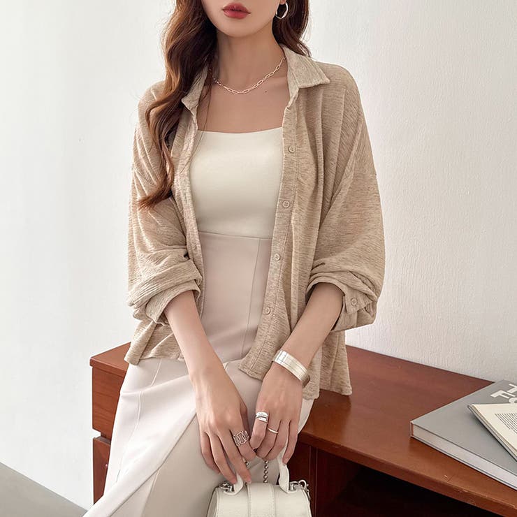 シアーシャツ バックスリット シアーカーディガン | COCOMOMO | 詳細画像14 