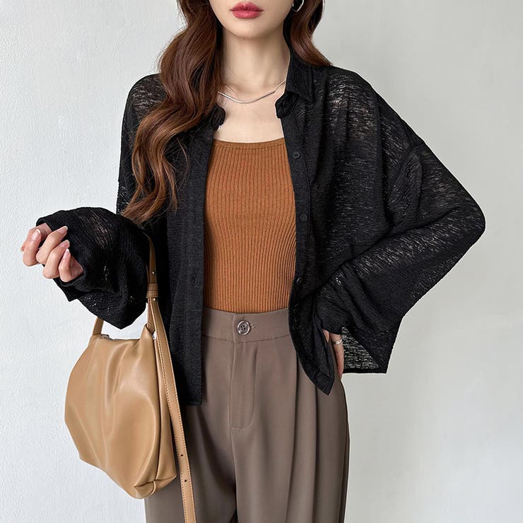 シアーシャツ バックスリット シアーカーディガン | COCOMOMO | 詳細画像16 