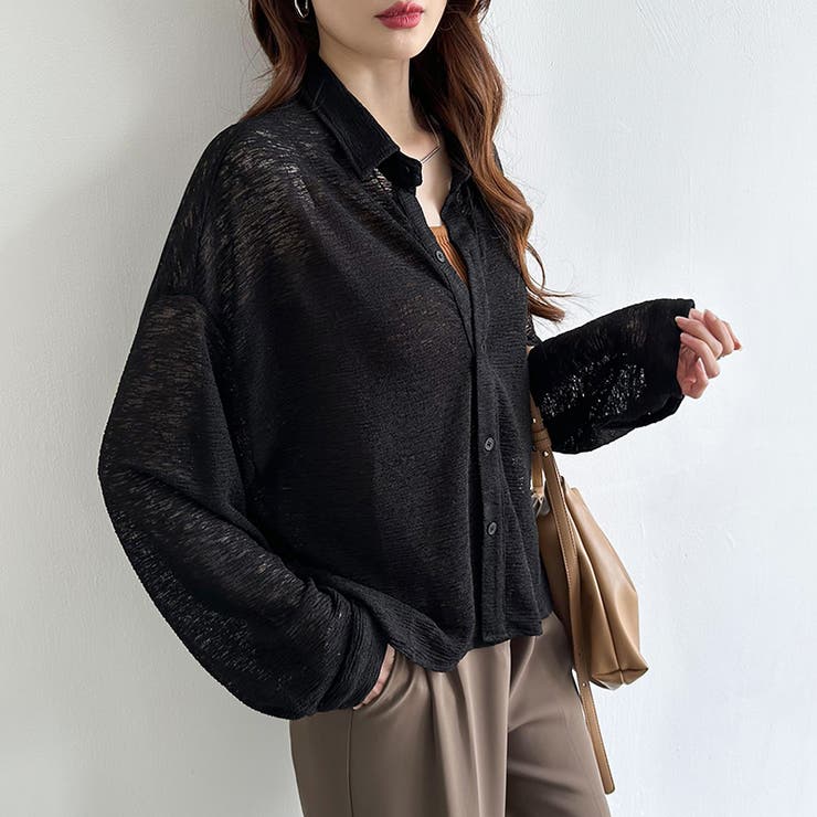 シアーシャツ バックスリット シアーカーディガン | COCOMOMO | 詳細画像18 