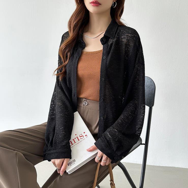 シアーシャツ バックスリット シアーカーディガン | COCOMOMO | 詳細画像20 